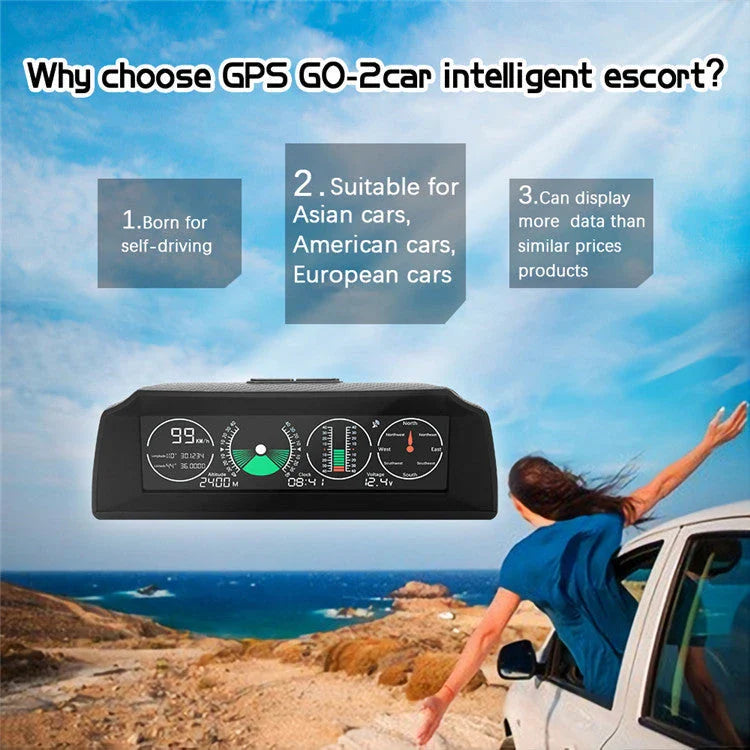 GPS GO 2 Universal Car HUD with carbon fibre body and HD display