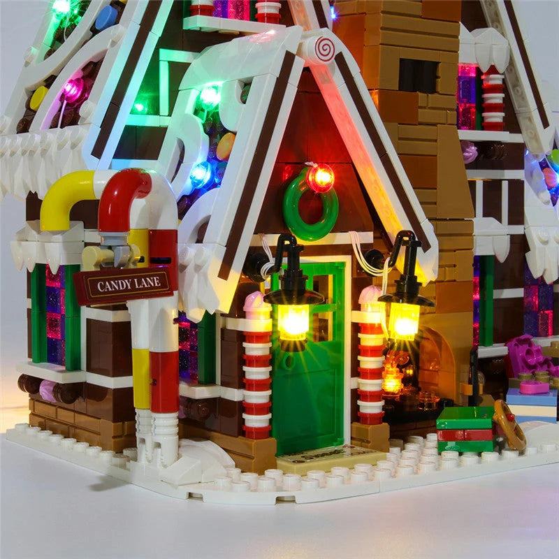 LED string light kit for building block gingerbread houses, compatible with set 10267