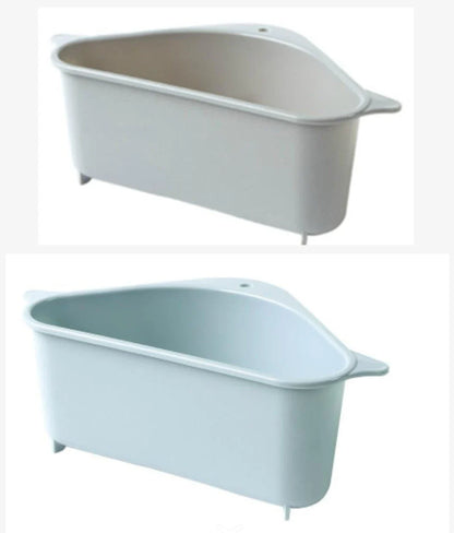 Kitchen sink triangle storage rack for sponges and soap with quick-drying design