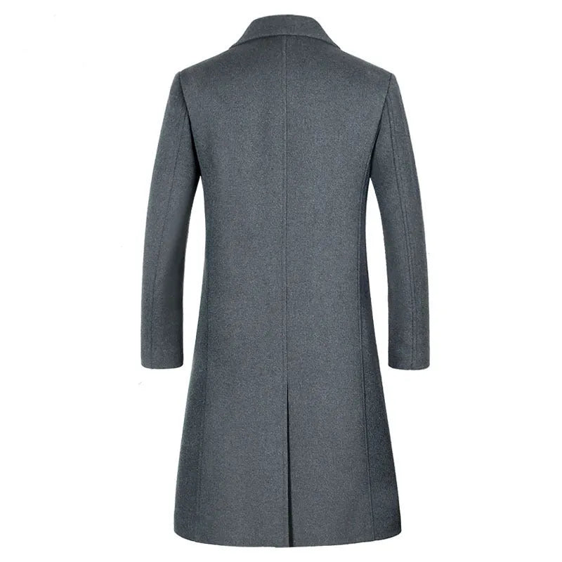 Men's woolen jacket in black, winter coat with woolen cloth fabric