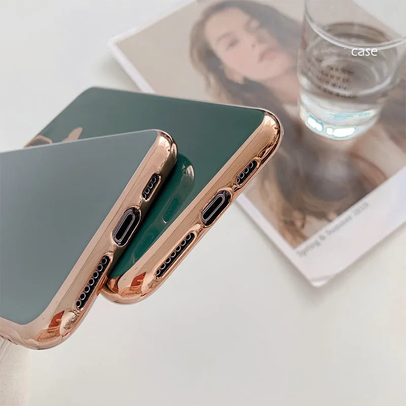 Solid blue TPU iPhone case back cover shown on an iPhone 11