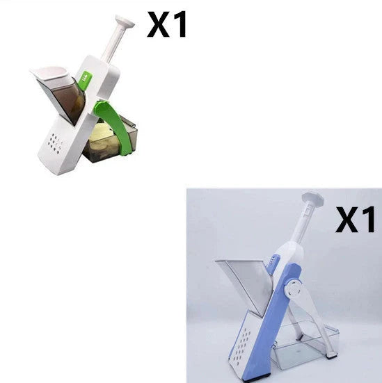 Multifunctional vegetable cutter with safety blade guard and multiple slicing options