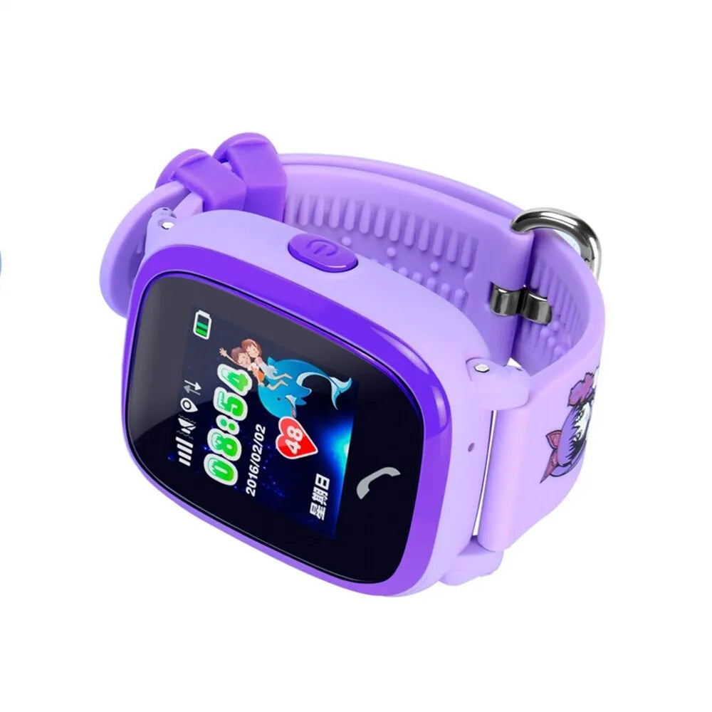 DF25 blue children's waterproof smart watch with silicone strap and touch screen display