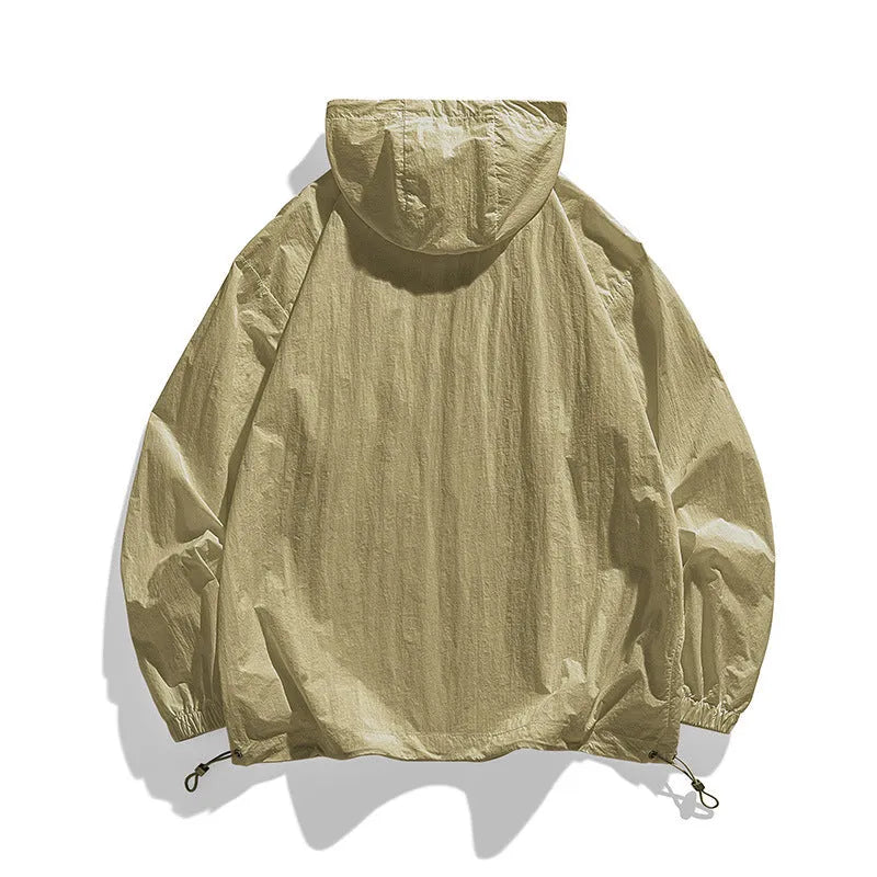 Lightweight hooded sun protection jacket in breathable spandex fabric available in multiple colours