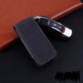 Cow leather key case for Porsche with belt buckle closure in black colour