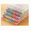 100 colour plastic gel pen set with fine and broad tips on a white background.