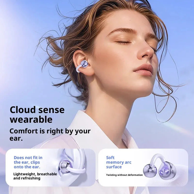 Berlin Sound ear clip wireless Bluetooth headphones in sporty style with silicone material, available in purple, black, and skin colours