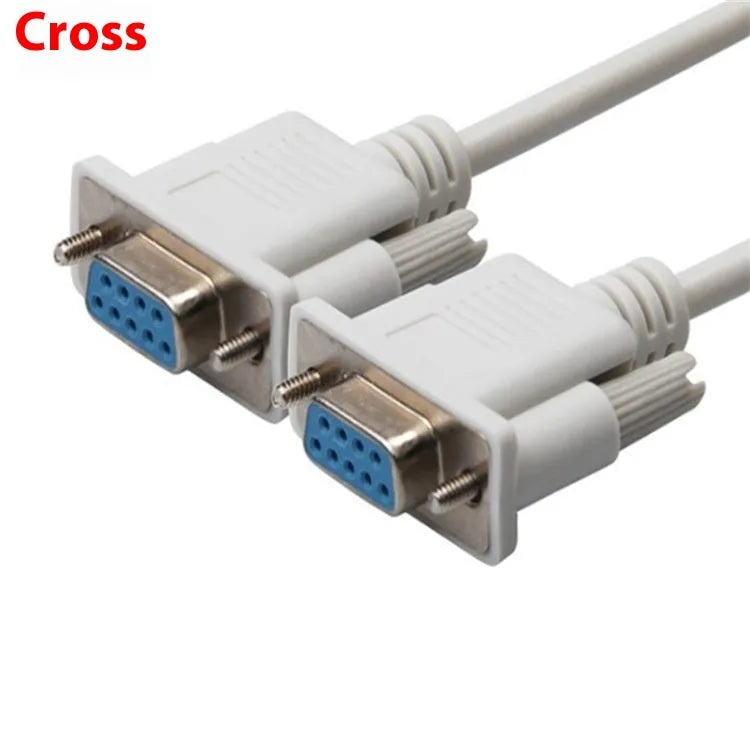 Milky white female to female DB9 RS232 serial cable, 1.5 metres long.