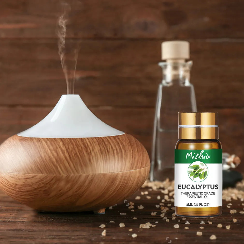 Beauty Aromatherapy Essential Oil 5ml eucalyptus oil bottle with U-shaped plug on white background