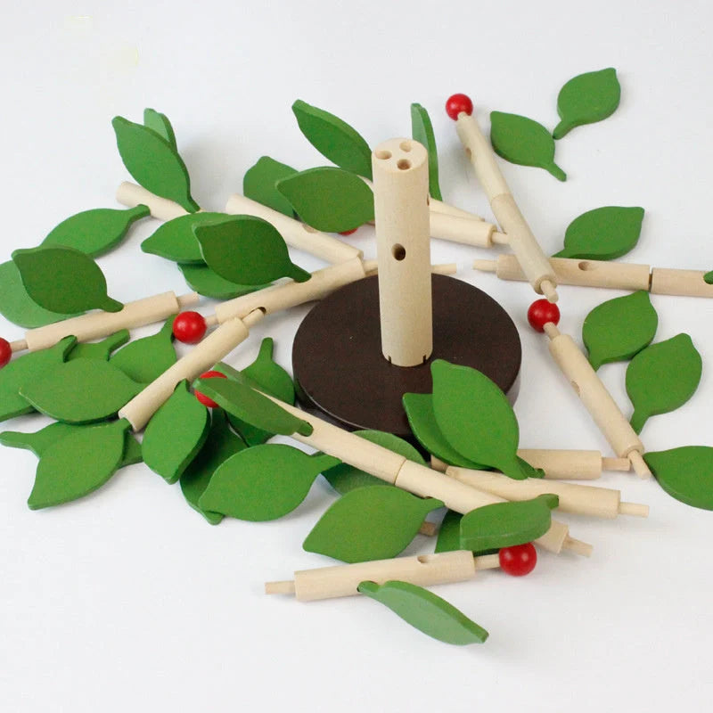 Natural wood Building Block Leaf Tree DIY toy for children's sensory development