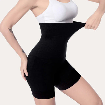 Seamless high-waist shorts in various colors and sizes, designed to smooth and shape the body for a flattering look under any outfit.