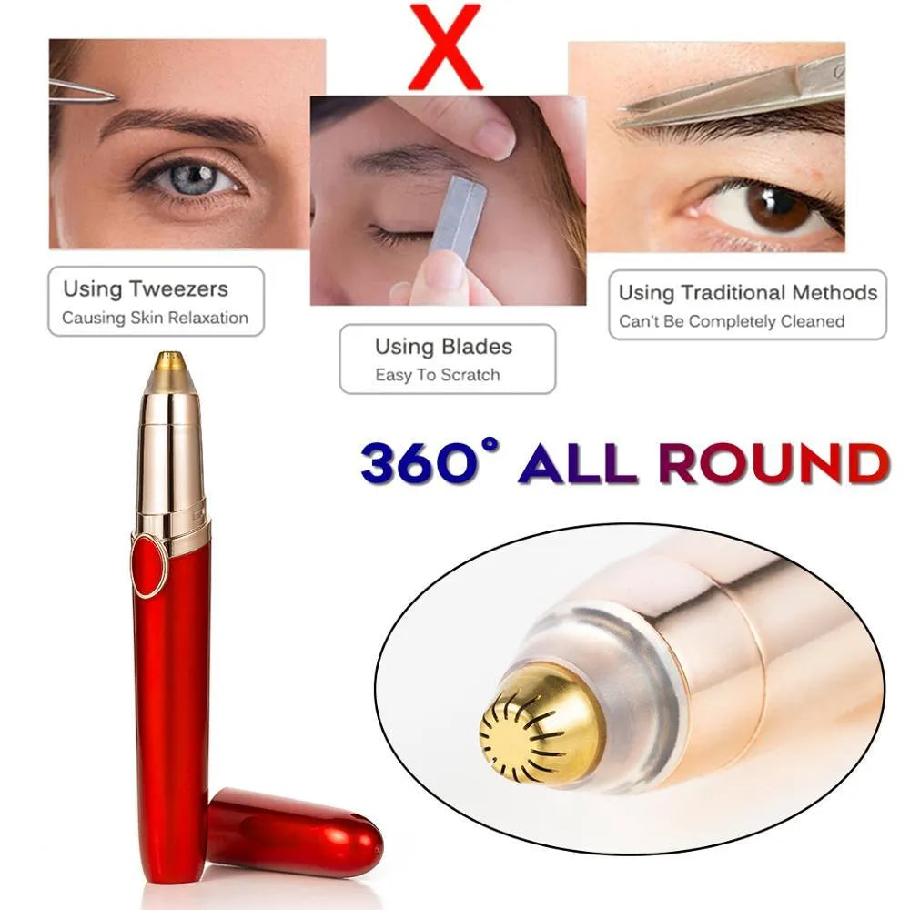 Multifunction second-generation eyebrow trimmer in white, black, and red with compact box