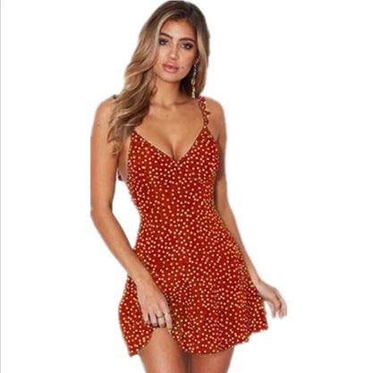 Women's polka-dot strappy summer dress in various colours