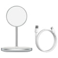 Swan magnetic wireless charging stand for iPhone 12 in black or white with Type-C cable