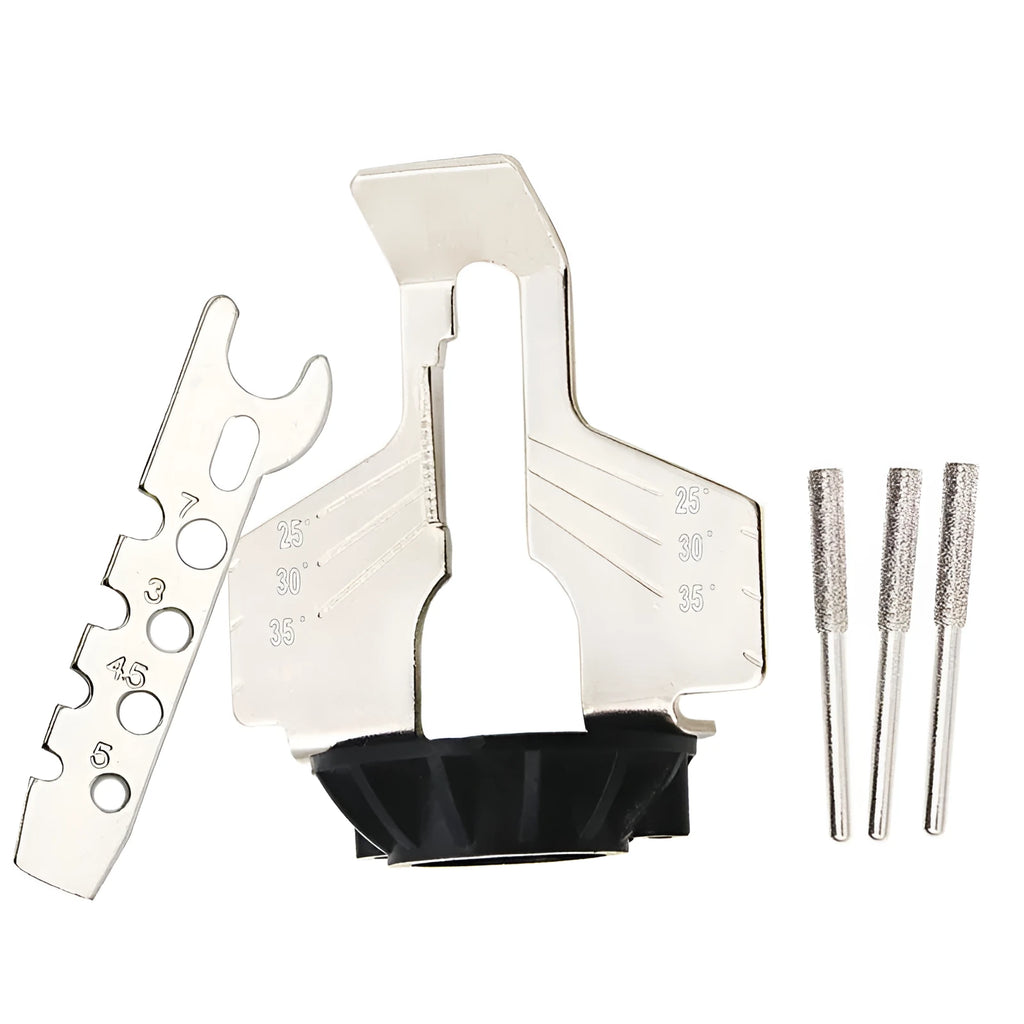 Silver electric chain grinding machine with 20mm metal blade and 100-tooth width