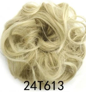 Synthetic wavy curly messy hair bun for women, 12cm diameter, high-temperature wire