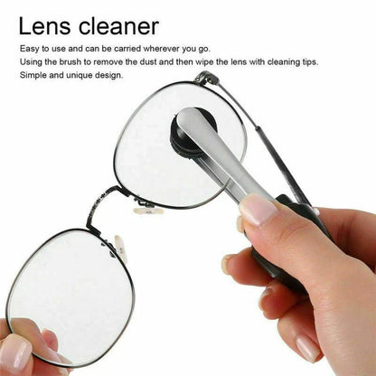 Compact eyewear cleaning brush for glasses and sunglasses, available in multiple colours