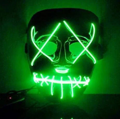 Halloween LED Glowing Full Face Mask with adjustable light modes and voice control feature
