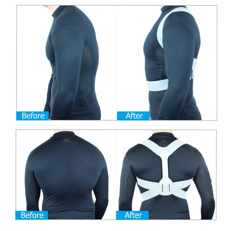 Silver back correction belt with polyester cloth and latex covering showing Velcro closure