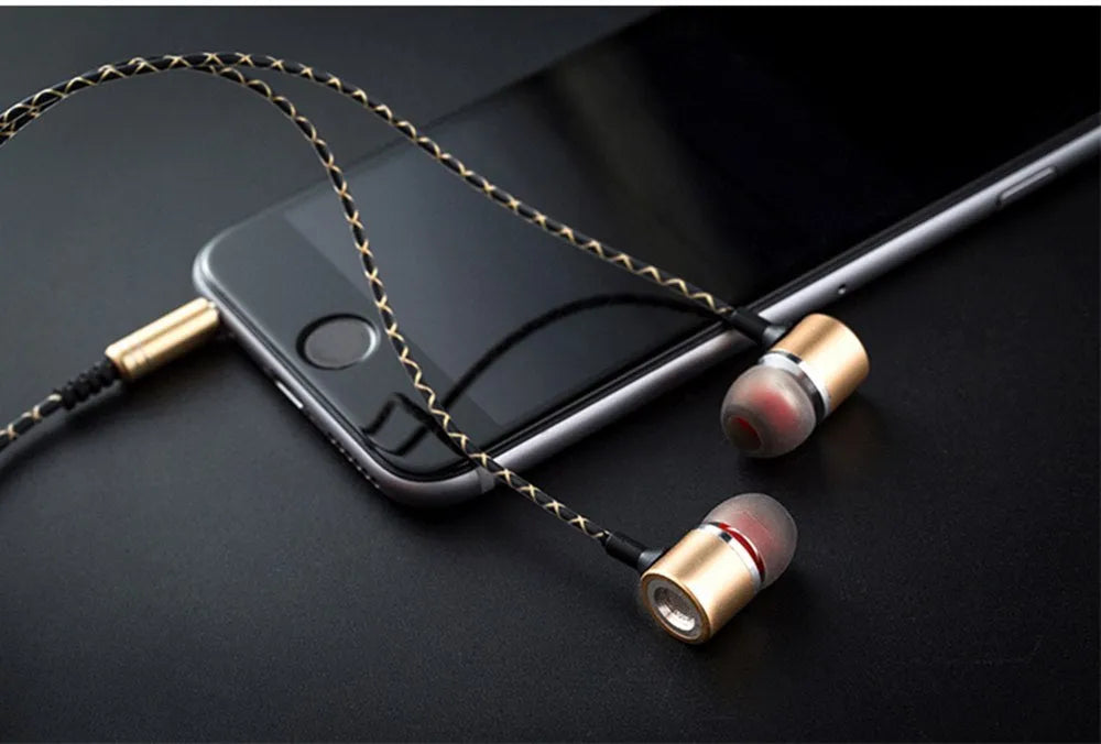 Fanbiya S1 metal in-ear earphones with ear hook design in black, gold, rose gold, or silver.