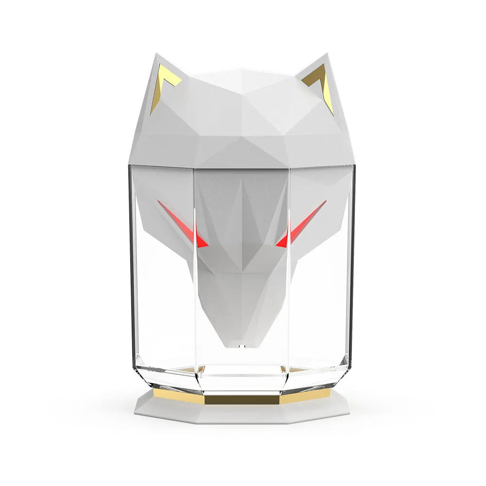 War Wolf desktop ultrasonic humidifier with chrome finish and colourful LED lights.