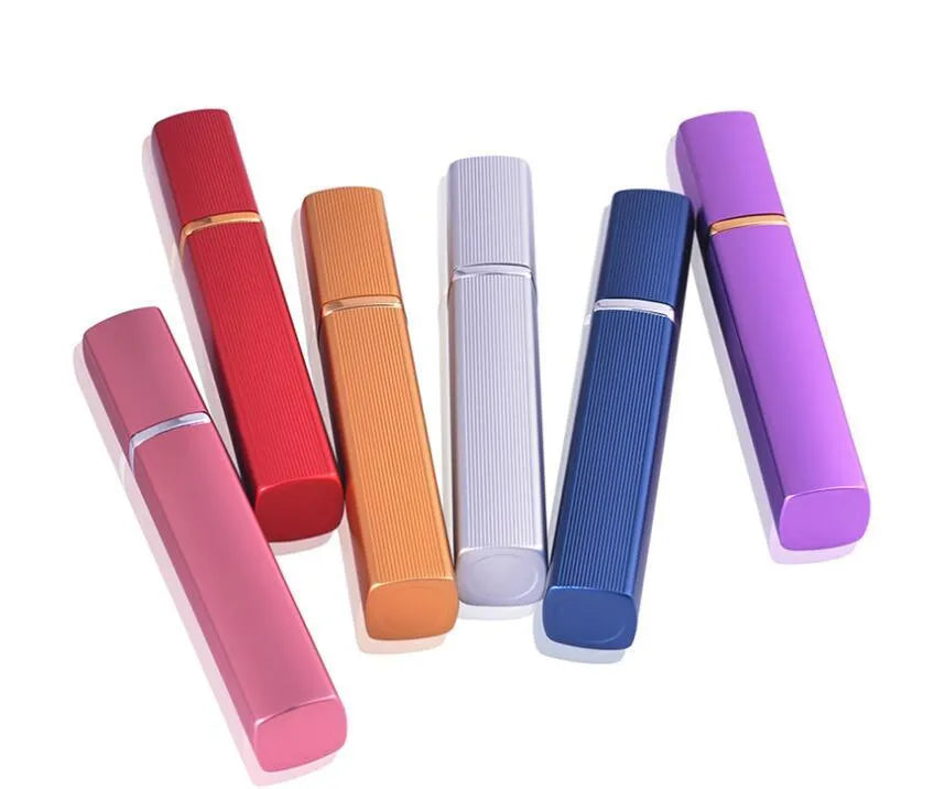 12ml aluminium perfume tube empty bottle with glass liner, lipstick type, square design, gold colour