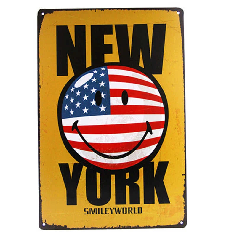 Modern iron metal craft painting with character slogan for home decor