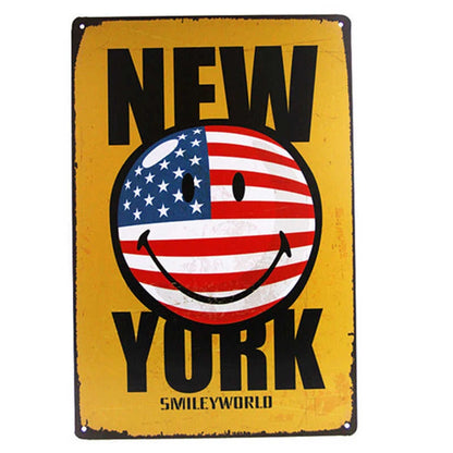 Modern iron metal craft painting with character slogan for home decor