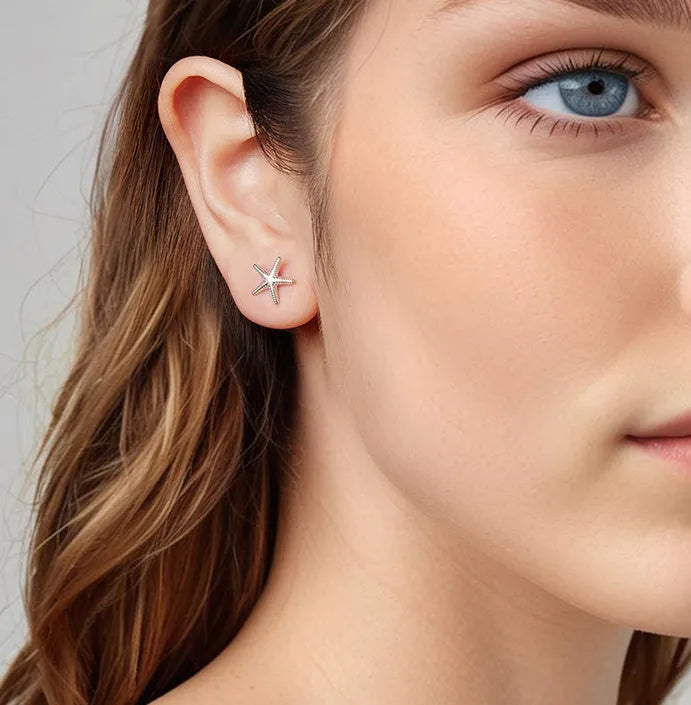 925 silver starfish stud earrings for women gold and silver electroplated simple fresh style