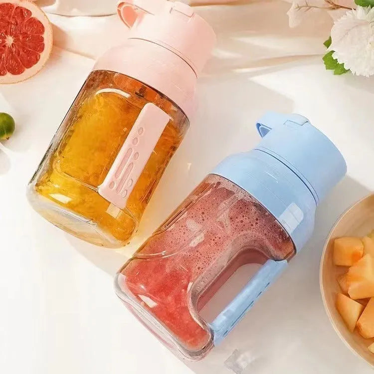 Portable electric juicer blender with 1500ml capacity, USB charging port, and eight steel blades
