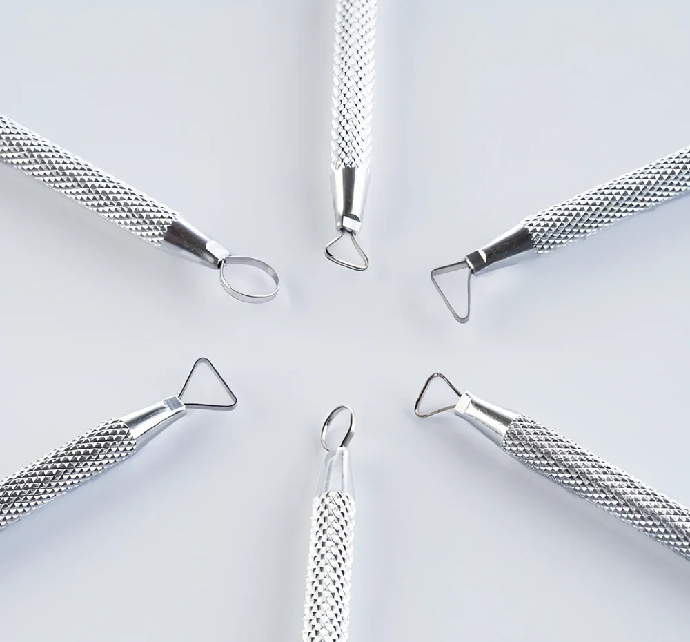 Set of 6 silver aluminium clay sculpting tools with varied blades for pottery carving and polymer modelling, 15-18cm long