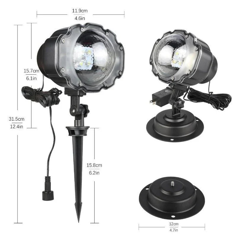 LED Christmas Light Projector with snowflake projections for holiday decorations