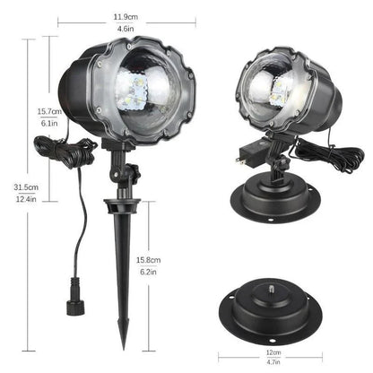 LED Christmas Light Projector with snowflake projections for holiday decorations