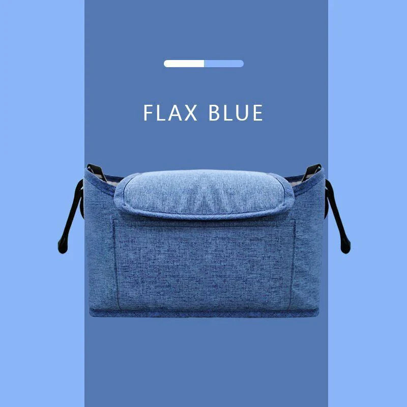 Stylish and functional stroller organizer bag with separate compartments, made of durable cotton and linen materials