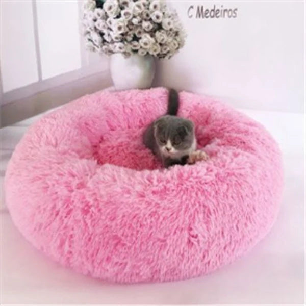 Round long hairy cat mattress in various colours and sizes for pet comfort