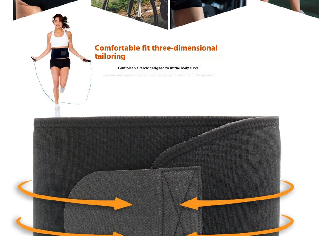 Neoprene fitness lumbar support belt for running and gym, shown in black, blue, and pink colour options