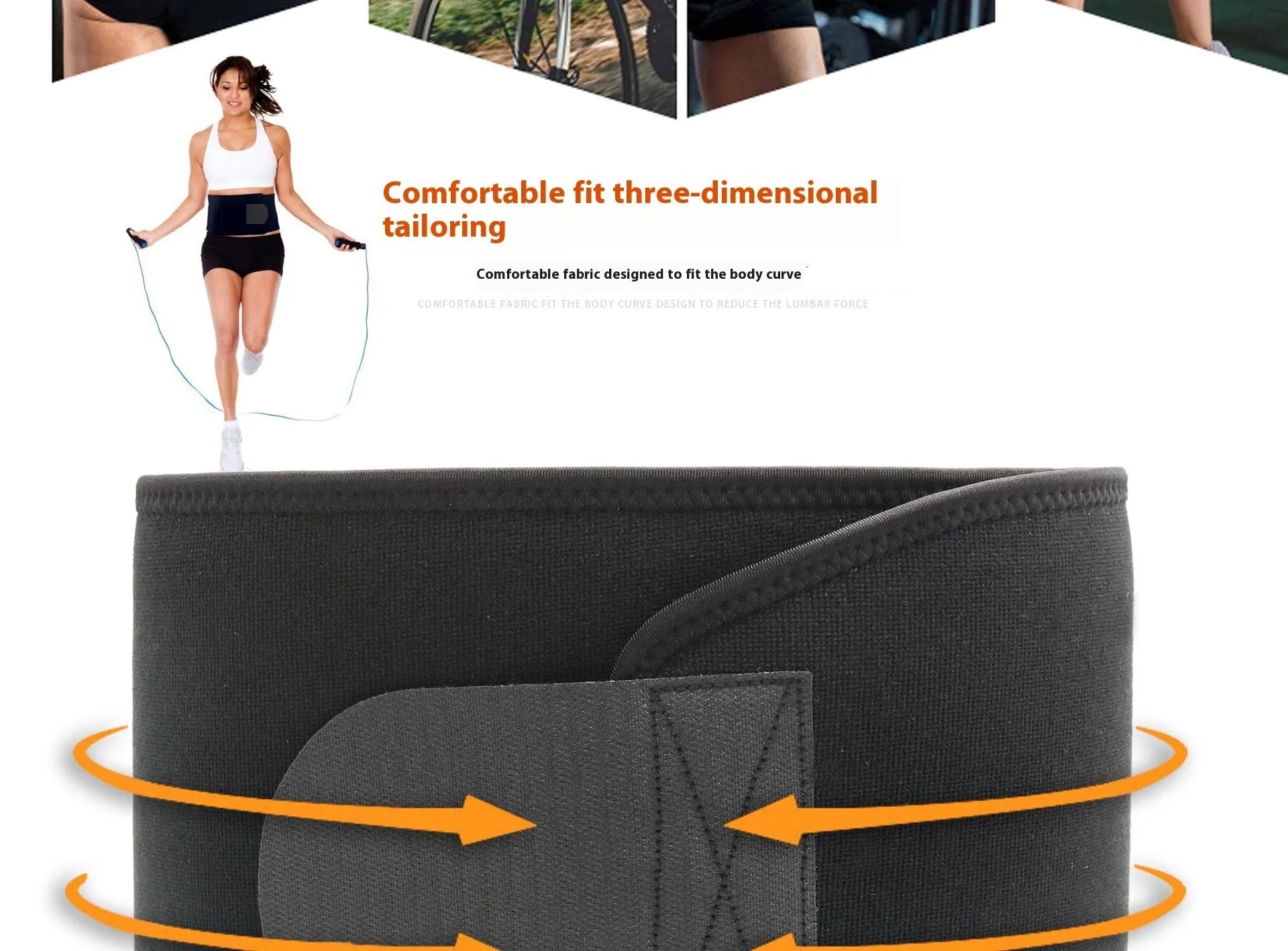 Neoprene fitness lumbar support belt for running and gym, shown in black, blue, and pink colour options