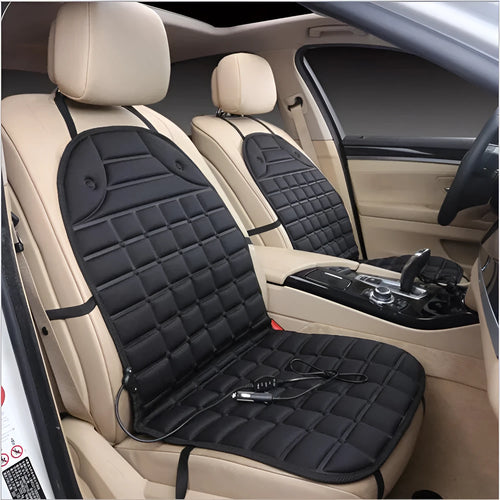 12V car heated seat cushion in black, size 55x46x48cm, with power line and fuse