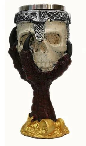 Spooky Skull Goblet - Unique 3D skull-designed resin and stainless steel drinking vessel for Halloween and everyday use