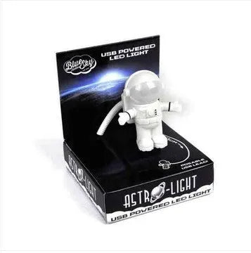 Astronaut USB desk lamp with flexible gooseneck arm, compact 92x78x106mm ABS+PS construction, industrial style