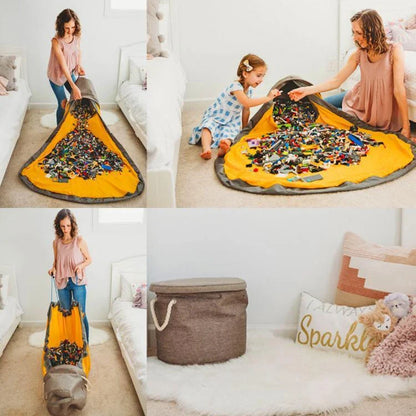 Portable Kids Toy Storage Bag with game mat, perfect for organising toys and play areas