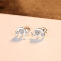 Geometric Korean silver earrings with gemstone settings measuring 0.6cm by 0.9cm