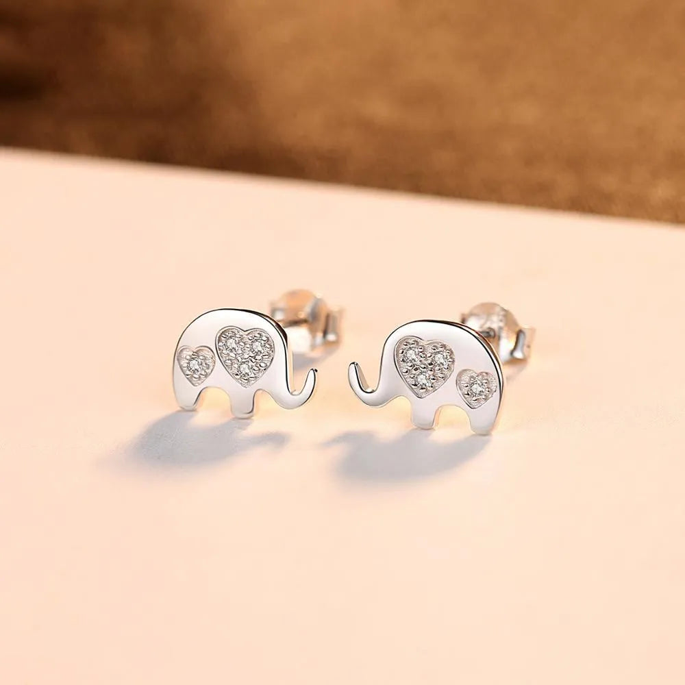Geometric Korean silver earrings with gemstone settings measuring 0.6cm by 0.9cm