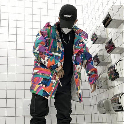 Graffiti trench coat in 100% cotton with unique design