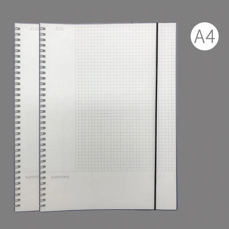A4 hard surface accounting notebook with PP cover showing grid, line, and lattice ruling options