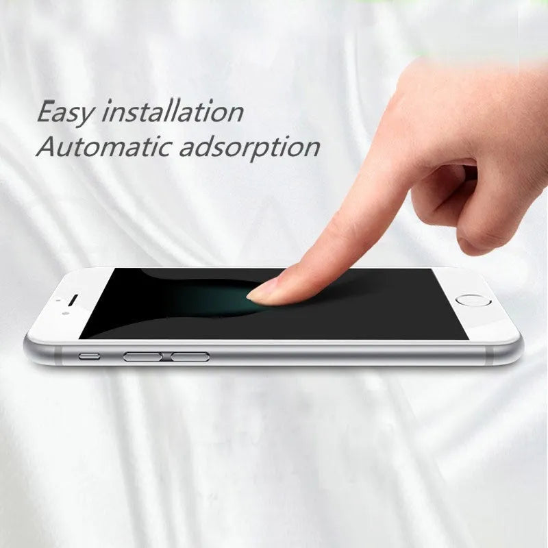 Tempered glass screen protector with 9H hardness and oleophobic coating for mobile phones.