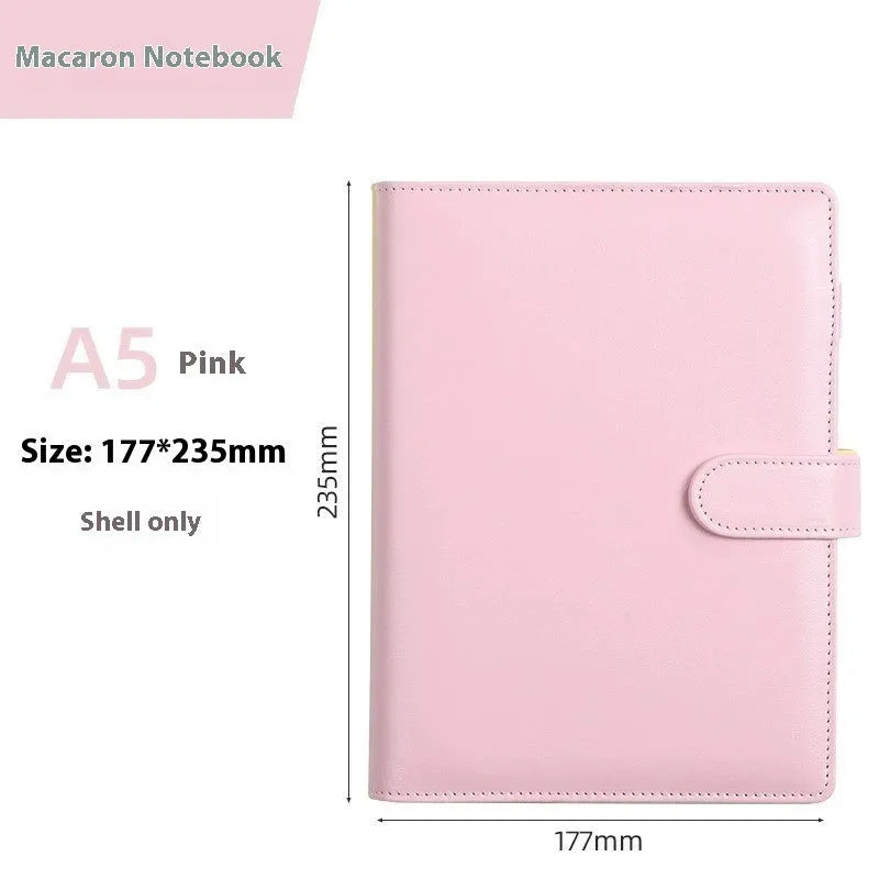 A5 PU leather zippered notebook shell in a solid colour, shown closed and flat.