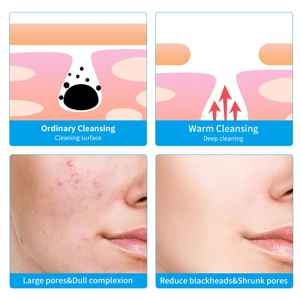 Electric Silicone Face Washer with adjustable vibration and red, blue, green lights for skin therapy