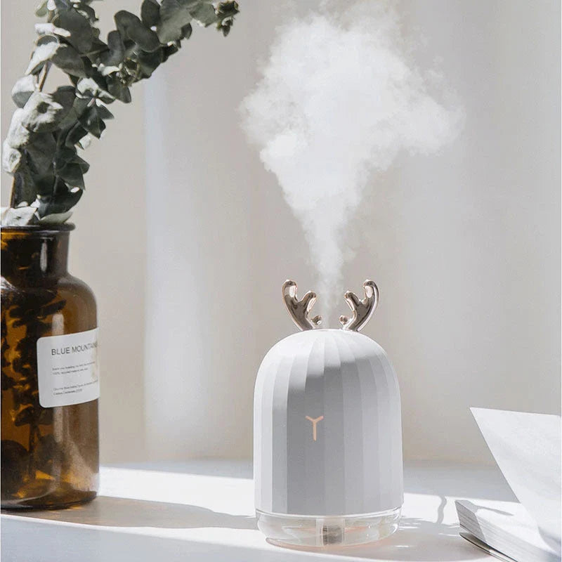 Compact USB-powered humidifier in a cute deer-shaped design for use in small rooms and offices