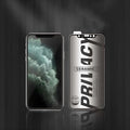 Black matte anti-peep ceramic screen protector film for iPhone showing privacy angle protection